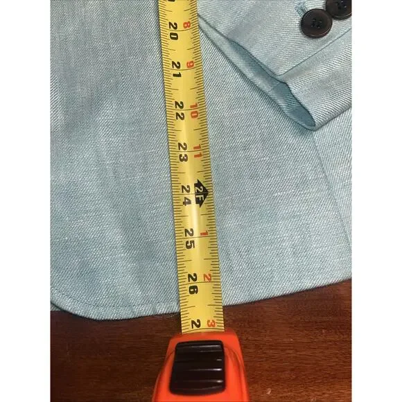 Talbots Blazer Womens Size 8 Blue 100% Linen One Button Jacket Lightweight - Picture 4 of 6